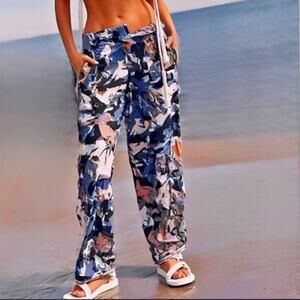 Free People Movement Mesmerize Me Camo Cargo Wide Leg Pants Purple Small